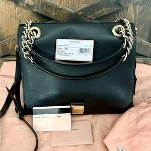 Miu Miu Black Leather Chain Shoulder Bag